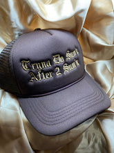 Load image into Gallery viewer, Brown foam trucker hat with beige writing saying "Tryna Do Sum'n After 2 Sum'n"